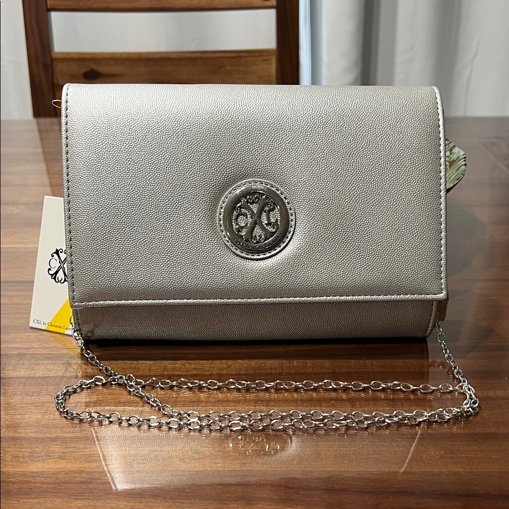 Christian Lacroix Silver Clutch with chain strap NWT